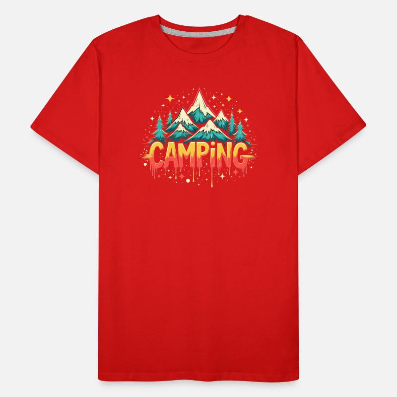 Retro Mountain Camping Lettering Men's Premium Organic T-Shirt