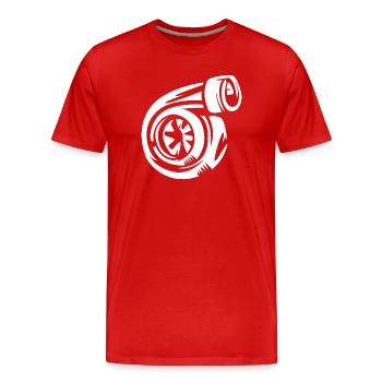 Boost Cartoon - Icône de tuner de voiture et de course - T-shirt bio Premium Homme - rouge - Devant - Damien (186cm)
