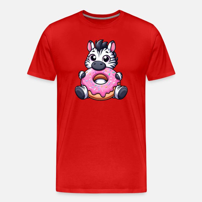 Süßes Zebra Donut Dessert Nascherei Lecker - Männer Premium Bio T-Shirt - Rot