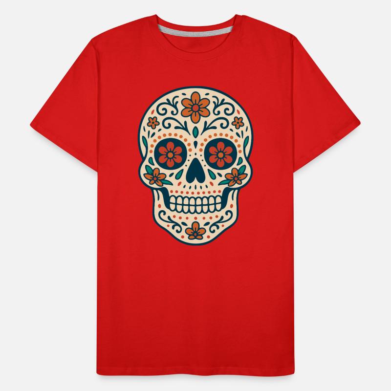 Latin American Folklore Skull by Helfspawn Men's Premium Organic T-Shirt