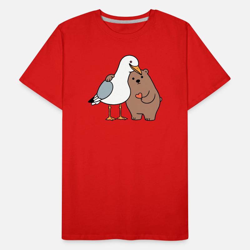 Nordsee Möwe Braun Bär Freundschaft Liebe anlehnen Männer Premium Bio T-Shirt