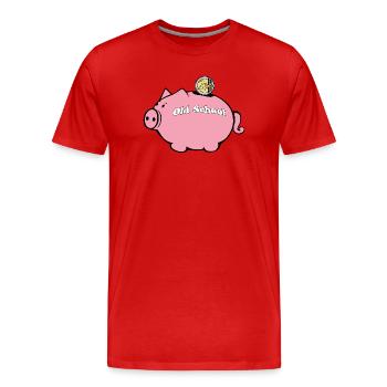 Old school piggy bank - Men's Premium Organic T-Shirt - red - Front - Damien (186cm)