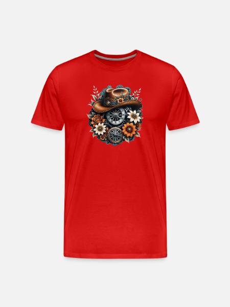 Style cow-boy steampunk. - T-shirt bio Premium Homme - rouge