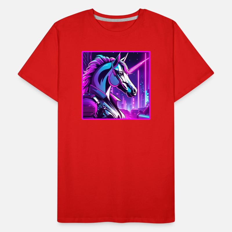 Illustration de licorne cyber néon T-shirt bio Premium Homme