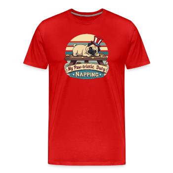 Pug Nap - Men's Premium Organic T-Shirt - red - Front - Damien (186cm)
