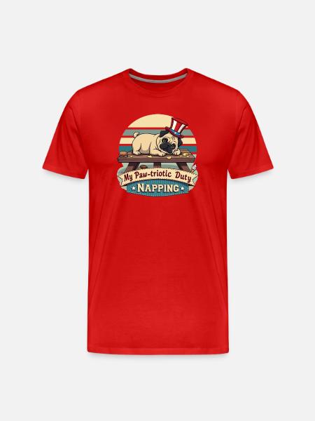 Pug Nap - Men's Premium Organic T-Shirt - red