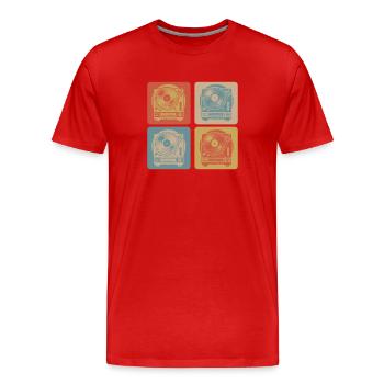 Plattenspieler Vintage - Männer Premium Bio T-Shirt - Rot - Vorne - Damien (186cm)