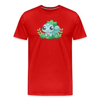 Baby Türkis Chamäleon auf einem Ast - Männer Premium Bio T-Shirt - Rot - Vorne - Damien (186cm)