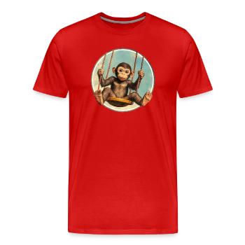 Balançoire de singe – restez détendu ! - T-shirt bio Premium Homme - rouge - Devant - Damien (186cm)
