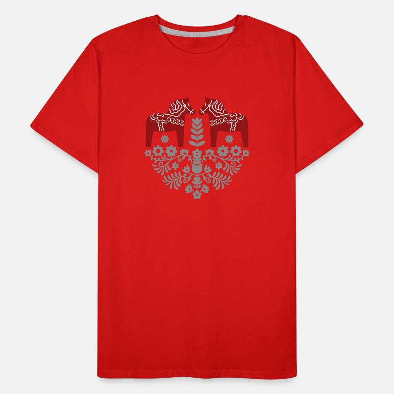 Dala Pferd – Skandinavische Folklore in Grau Männer Premium Bio T-Shirt