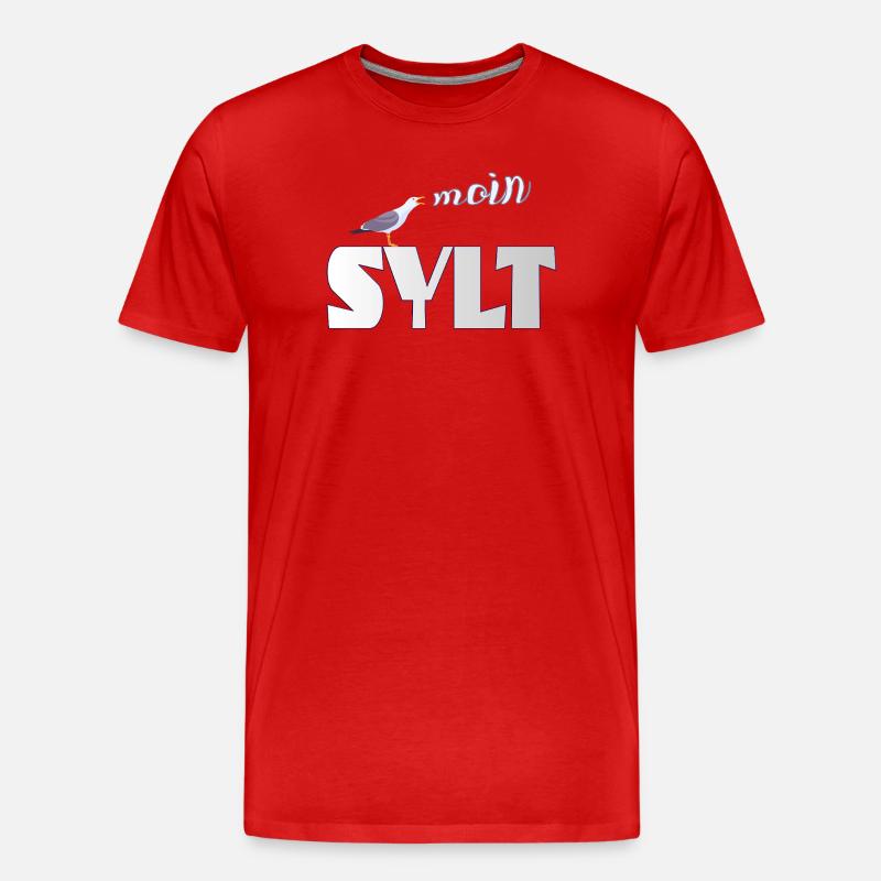 Sylt Möwe & Moin Design - Männer Premium Bio T-Shirt - Rot