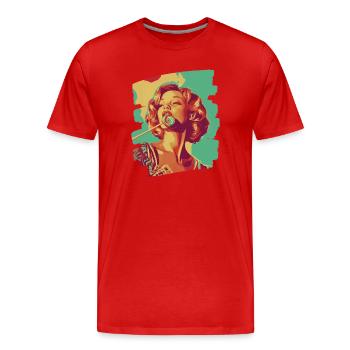 Sucette sucette bonbons bonbons - T-shirt bio Premium Homme - rouge - Devant - Damien (186cm)