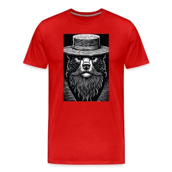 Le Grizzli silencieux - T-shirt bio Premium Homme - rouge - Devant - Damien (186cm)