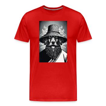 Le chien vigilant - T-shirt bio Premium Homme - rouge - Devant - Damien (186cm)