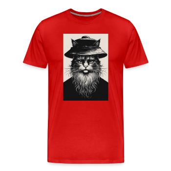 Die stille Katze - Männer Premium Bio T-Shirt - Rot - Vorne - Damien (186cm)