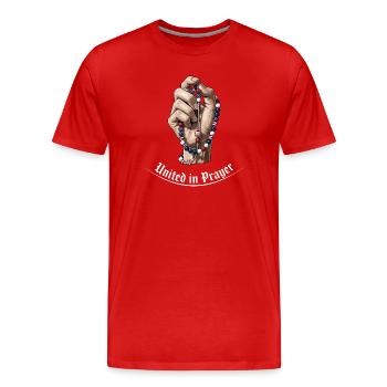 Unis dans la prière - T-shirt bio Premium Homme - rouge - Devant - Damien (186cm)