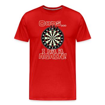 Fléchettes Fun Shirt Oups je l’ai encore frappé - T-shirt bio Premium Homme - rouge - Devant - Damien (186cm)