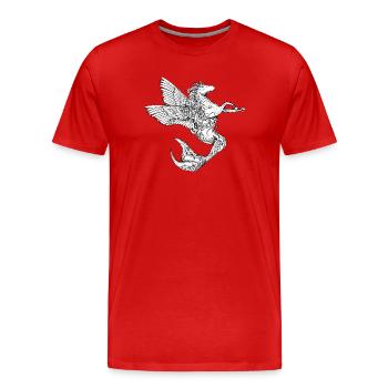 Fantasy horse with wings and fish tail - Men's Premium Organic T-Shirt - red - Front - Damien (186cm)