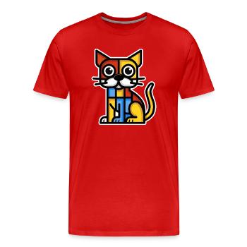 Image stylisée colorée d’un chien - T-shirt bio Premium Homme - rouge - Devant - Damien (186cm)