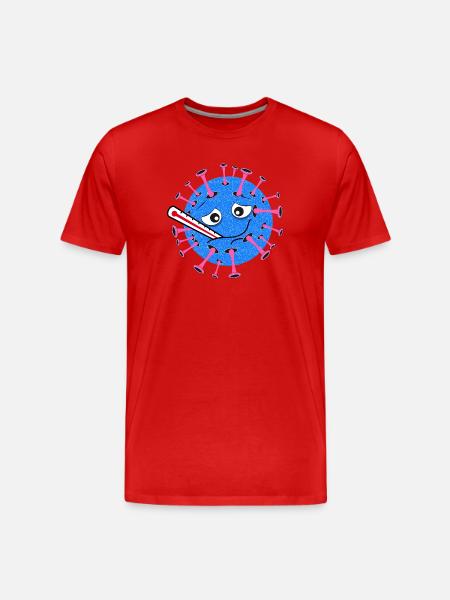 Virus enfermo - Dibujos animados con termómetro clínico - Camiseta orgánica premium hombre - rojo