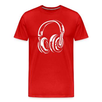 Headphones Illustration - Musicians, DJs and Beats - Men's Premium Organic T-Shirt - red - Front - Damien (186cm)