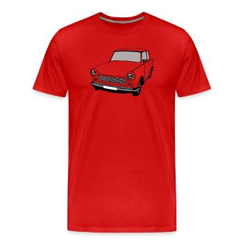  ,Trabi , DDR, Auto, DDR, Ostdeutschland - Männer Premium Bio T-Shirt - Rot - Vorne - Damien (186cm)
