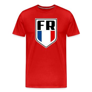 Drapeau de la France Symbole officiel français - T-shirt bio Premium Homme - rouge - Devant - Damien (186cm)