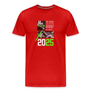 Hobby Construction Manager 2025 – I'm building it somehow now - Men's Premium Organic T-Shirt - red - Front - Damien (186cm)
