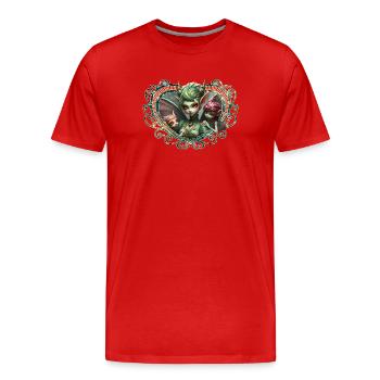 The three fairies, companions of the magical heart - Men's Premium Organic T-Shirt - red - Front - Damien (186cm)