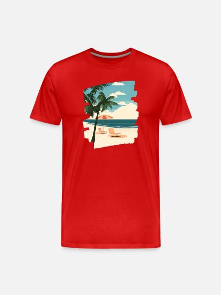 Beach Palm Trees Sun Summer - Men's Premium Organic T-Shirt - red
