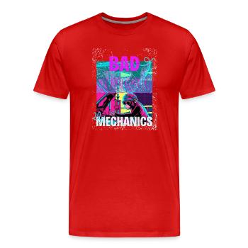 Mauvaise mécanique – Style Garage Singe - T-shirt bio Premium Homme - rouge - Devant - Damien (186cm)