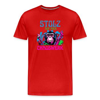 Fière de mon chaos – DIY Monkey - T-shirt bio Premium Homme - rouge - Devant - Damien (186cm)