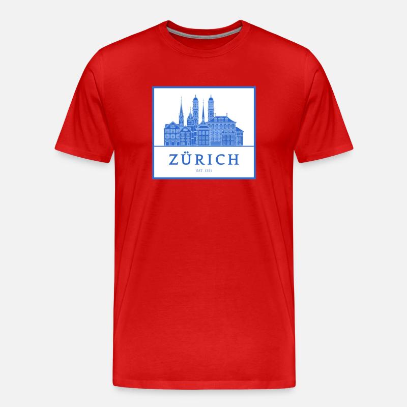 Silhouette bleue de Zurich Skyline - T-shirt bio Premium Homme - rouge