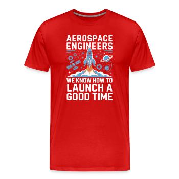 Aerospace Engineer Rocket Launch Humor - Men's Premium Organic T-Shirt - red - Front - Damien (186cm)