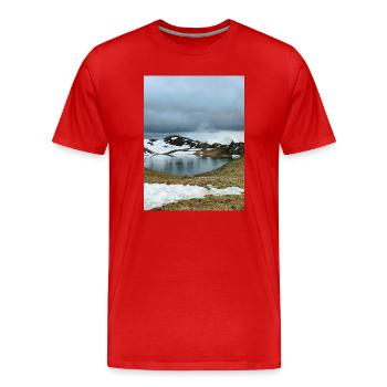 Round lake in Oisans - Men's Premium Organic T-Shirt - red - Front - Damien (186cm)