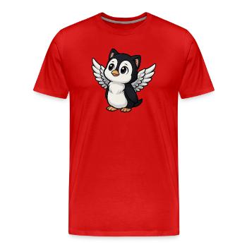 Süßer Pinguin Katze Engel mit Katzenohren Heilig - Männer Premium Bio T-Shirt - Rot - Vorne - Damien (186cm)