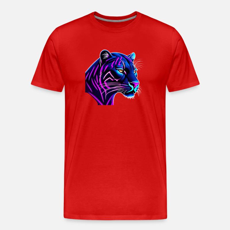 Panther in Neonfarben - Männer Premium Bio T-Shirt - Rot