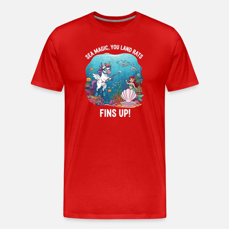 Meeresmagie mit Einhorn - Männer Premium Bio T-Shirt - Rot