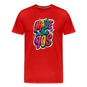Fabriqué dans les années 90 - T-shirt bio Premium Homme - rouge - Devant - Damien (186cm)
