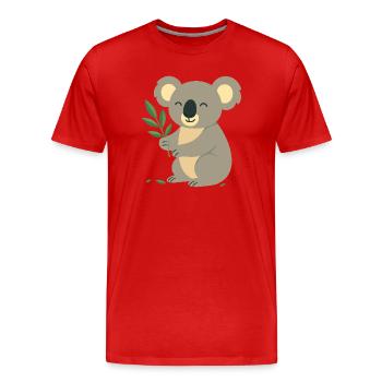 Smiling koala with eucalyptus - Men's Premium Organic T-Shirt - red - Front - Damien (186cm)
