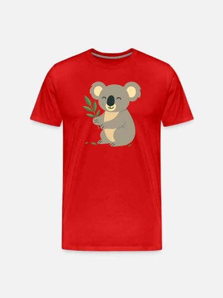 Smiling koala with eucalyptus - Men's Premium Organic T-Shirt - red