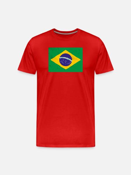 Flag of Brazil - Men's Premium Organic T-Shirt - red