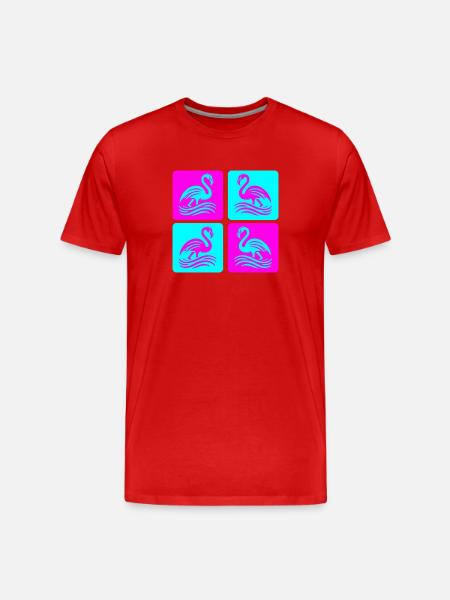 Flamant rose Vagues Pop Art - T-shirt bio Premium Homme - rouge