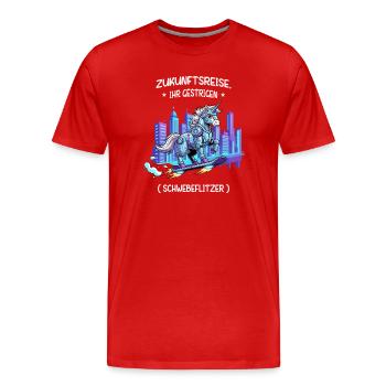 Cyber-Einhorn-Reise - Männer Premium Bio T-Shirt - Rot - Vorne - Damien (186cm)