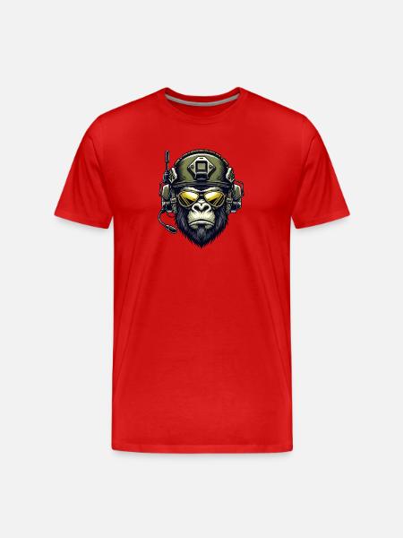 Gorilla Military Design - Men's Premium Organic T-Shirt - red