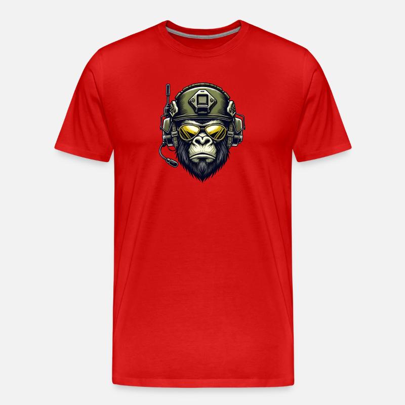 Gorilla Militär Design - Männer Premium Bio T-Shirt - Rot