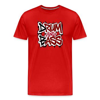 Drum and bass - T-shirt bio Premium Homme - rouge - Devant - Damien (186cm)