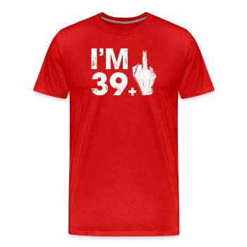 Fetter Mittelfinger und Grafik mit Nummer 39 - Männer Premium Bio T-Shirt - Rot - Vorne - Damien (186cm)