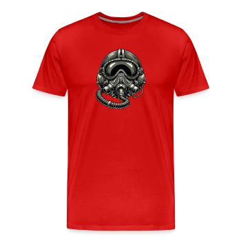 Vintage Pilot Helmet - Men's Premium Organic T-Shirt - red - Front - Damien (186cm)