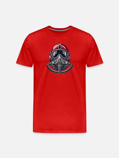 Pilot Helmet Design - Men's Premium Organic T-Shirt - red